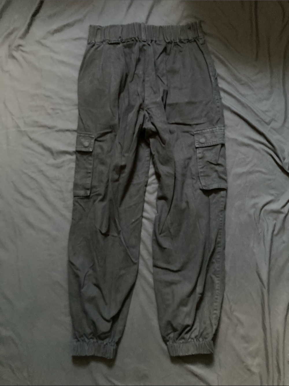 Forever 21 Black Cargo Pants Cinch Elastic Ankle Women's Utility Size Medium - Picture 3 of 11